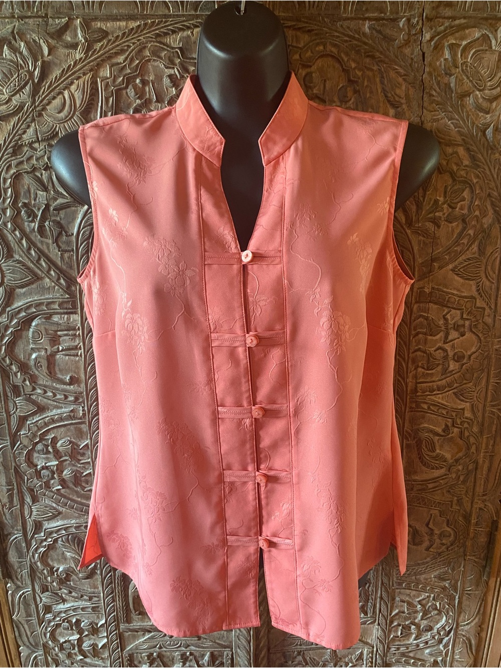 Marks & Spencer Coral Sleeveless Mandarin Collar Blouse